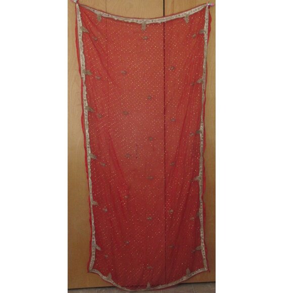 Beautiful, Sheer hand beaded, sequins, appliqued Dupatta, Shawl, Hijab, Chiffon - Picture 14 of 14